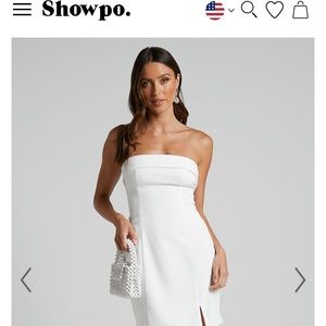 TRICIA MINI DRESS - STRAPLESS FOLDOVER NECKLINE DRESS IN WHITE